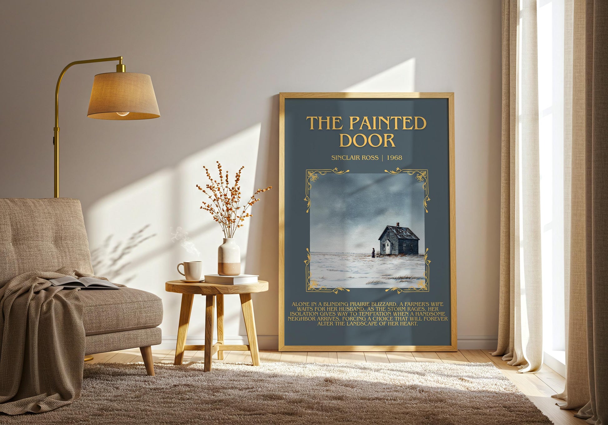 The Painted Door by Sinclair Ross Descriptive Poster Print.Free Delivery Wall Art Author&Blurb Book Artwork Novel Poster