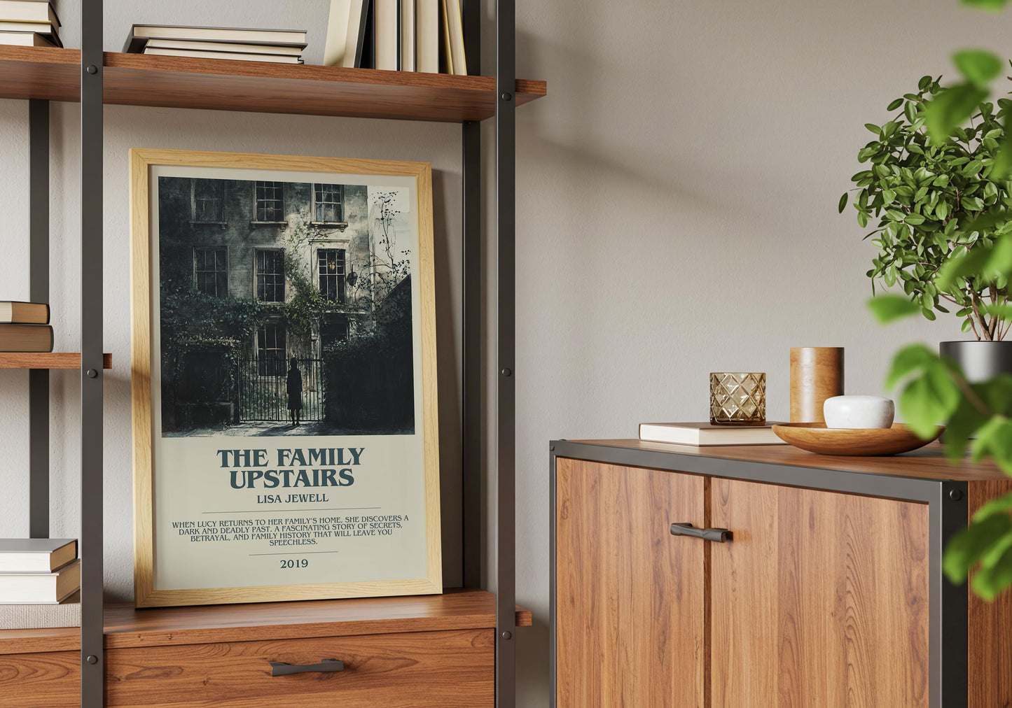 The Family Upstairs by Lisa Jewell Descriptive Poster Print. Free Delivery Wall Art Author & Blurb Book Artwork Novel Modern Gift