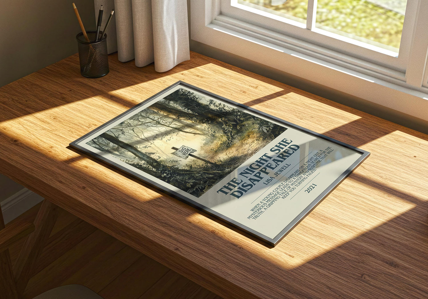 The Night She Disappeared by Lisa Jewell Descriptive Poster Print. Free Delivery Wall Art Author & Blurb Book Artwork Novel Modern Gift