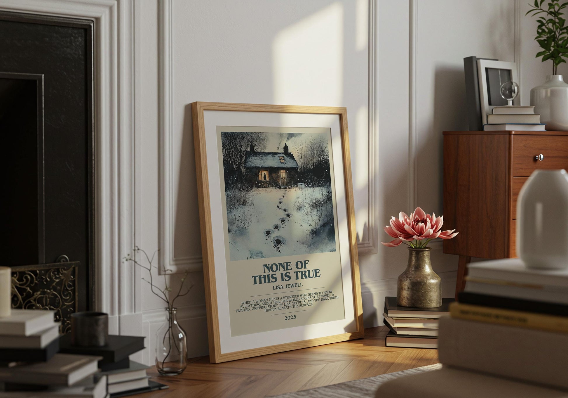 None Of This Is True by Lisa Jewell Descriptive Poster Print. Free Delivery Wall Art Author & Blurb Book Artwork Novel Modern Gift