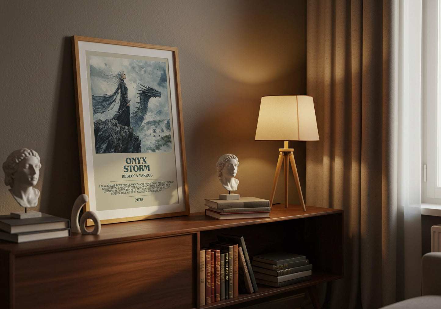 Onyx Storm by Rebecca Yarros Descriptive Poster Print. Free Delivery Wall Art Author & Blurb Book Artwork Novel Modern Gift