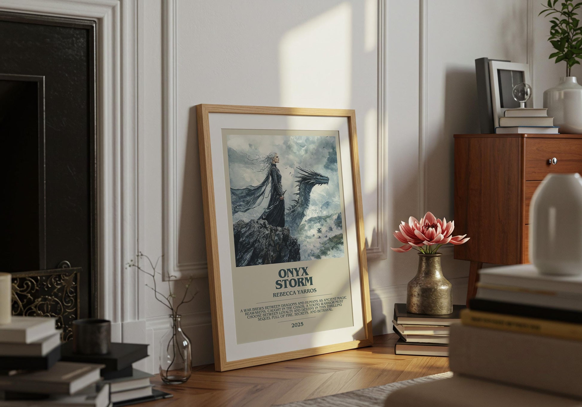 Onyx Storm by Rebecca Yarros Descriptive Poster Print. Free Delivery Wall Art Author & Blurb Book Artwork Novel Modern Gift