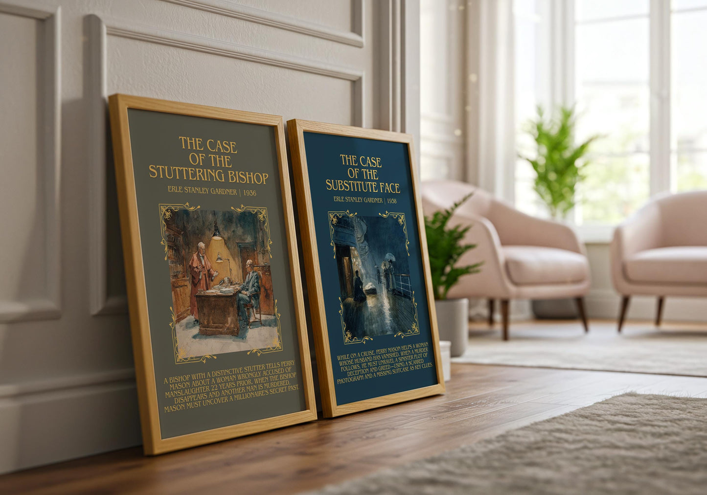 The Case Of The Substitute Face by Erle Stanley Gardner Descriptive Poster Print.Free Delivery Wall Art Author&Blurb Book Artwork Novel