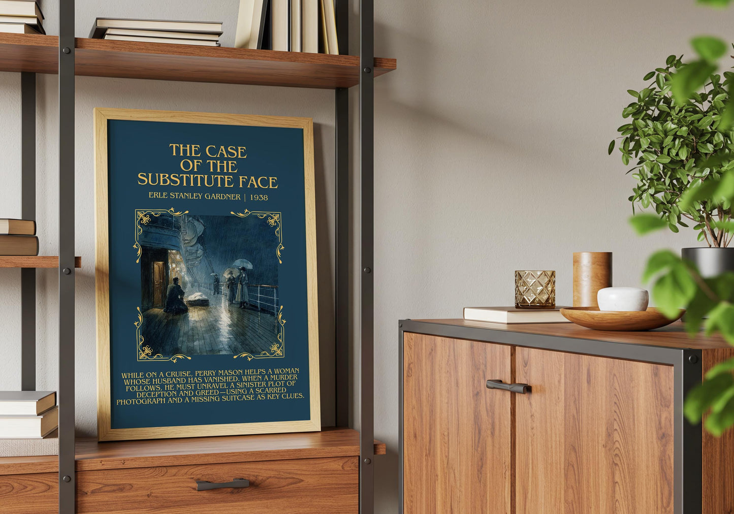 The Case Of The Substitute Face by Erle Stanley Gardner Descriptive Poster Print.Free Delivery Wall Art Author&Blurb Book Artwork Novel