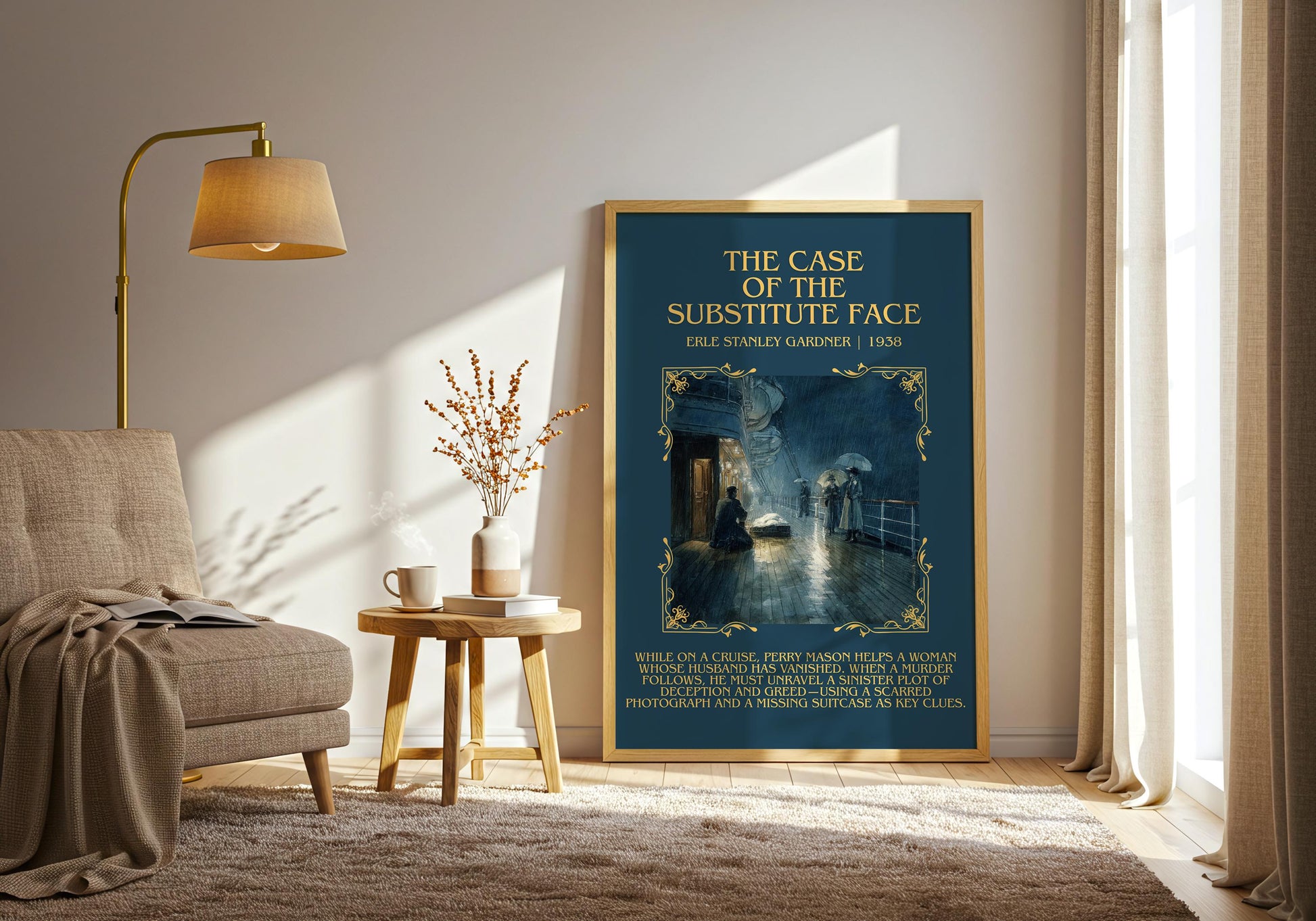 The Case Of The Substitute Face by Erle Stanley Gardner Descriptive Poster Print.Free Delivery Wall Art Author&Blurb Book Artwork Novel