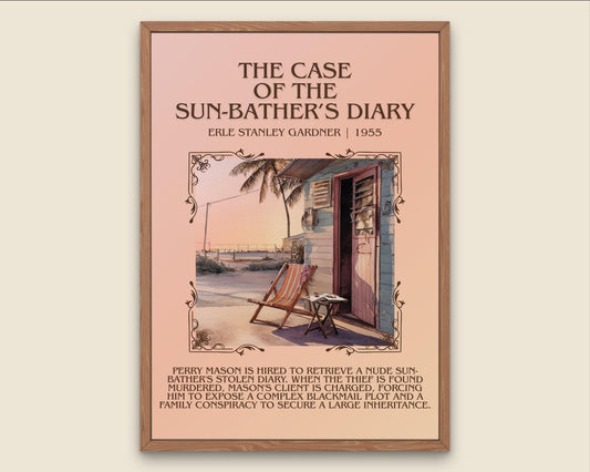 The Case Of The Sun-Bather's Diary by Erle Stanley Gardner Descriptive Poster Print.Free Delivery Wall Art Author&Blurb Book Artwork Novel