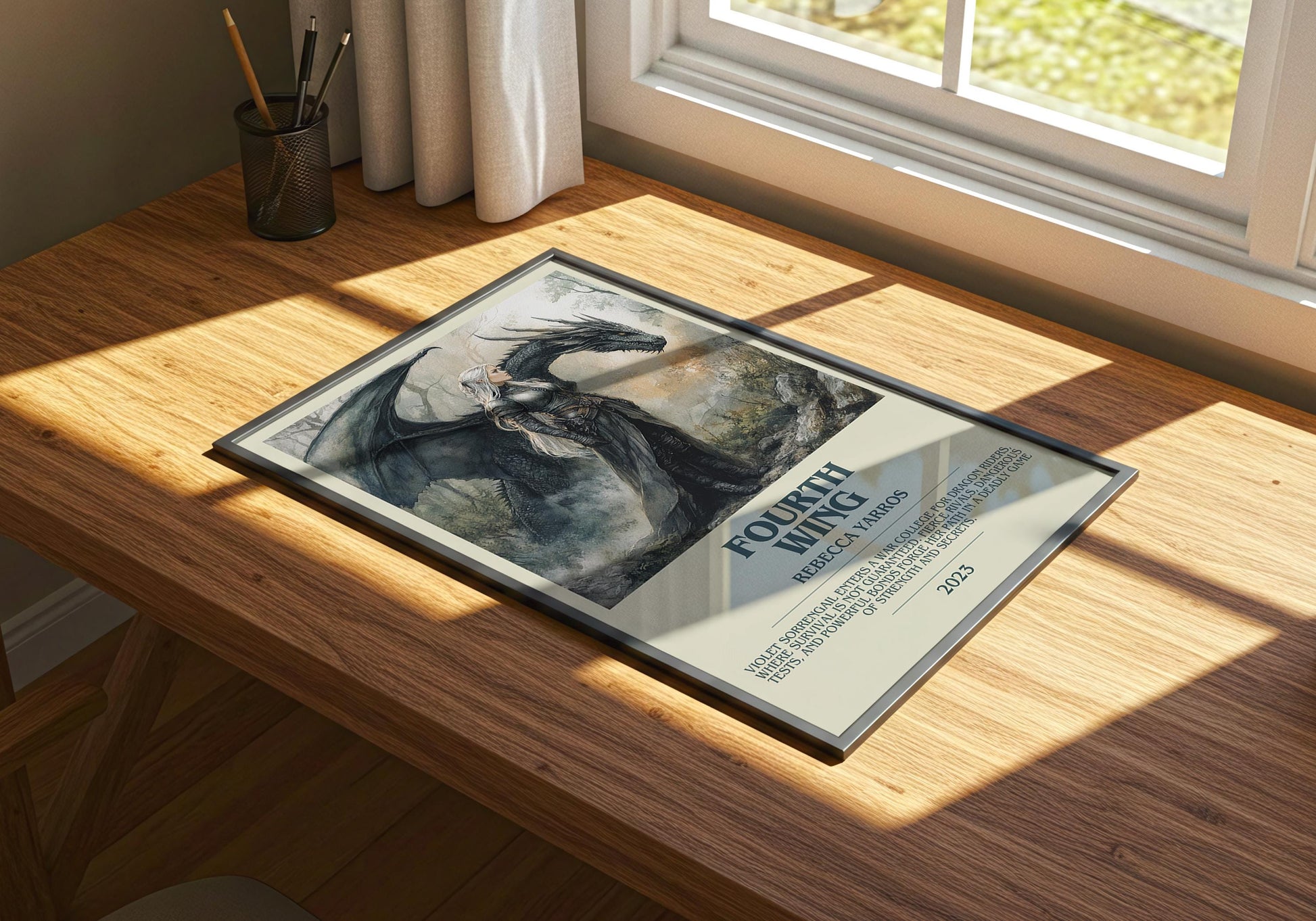 Fourth Wing by Rebecca Yarros | Descriptive Book Poster | Modern