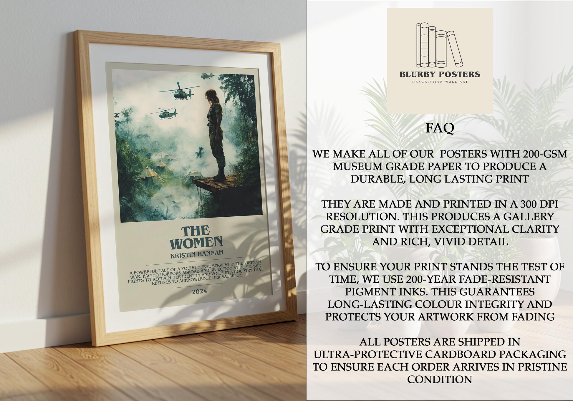 The Women by Kirstin Hannah Descriptive Poster Print. Free Delivery Wall Art Author & Blurb Book Artwork Novel Modern Gift