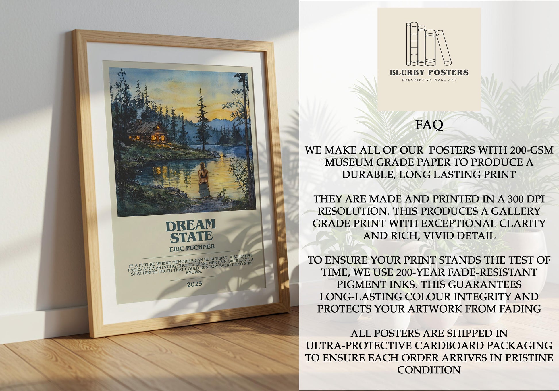 Dream State by Eric Puchner Descriptive Poster Print. Free Delivery Wall Art Author & Blurb Book Artwork Novel Modern Gift