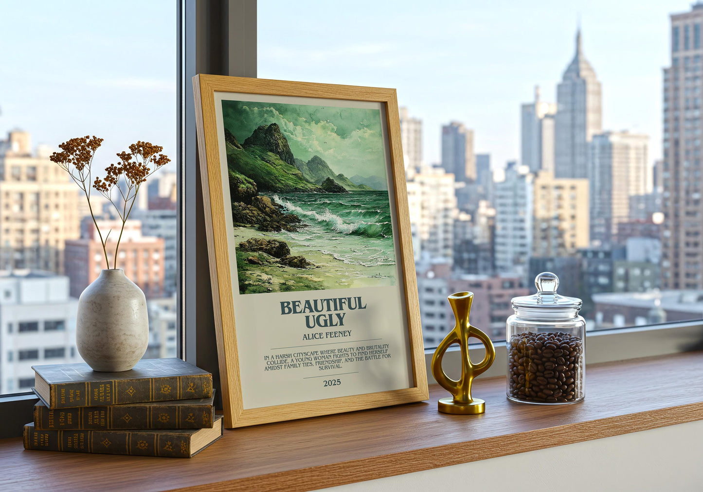 Beautiful Ugly by Alice Feeney Descriptive Poster Print. Free Delivery Wall Art Author & Blurb Book Artwork Novel Modern Gift