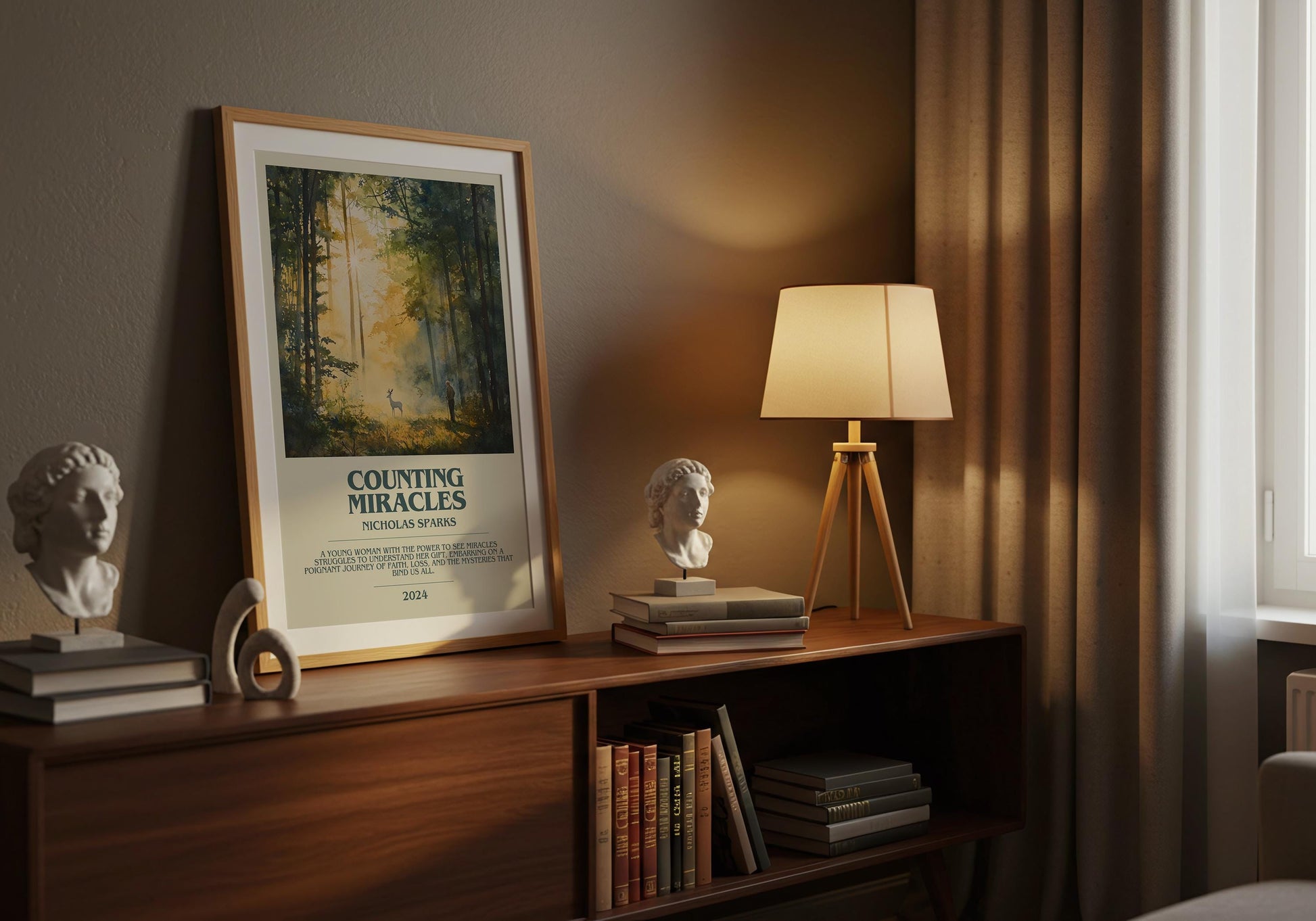 Counting Miracles by Nicholas Sparks Descriptive Poster Print. Free Delivery Wall Art Author & Blurb Book Artwork Novel Modern Gift