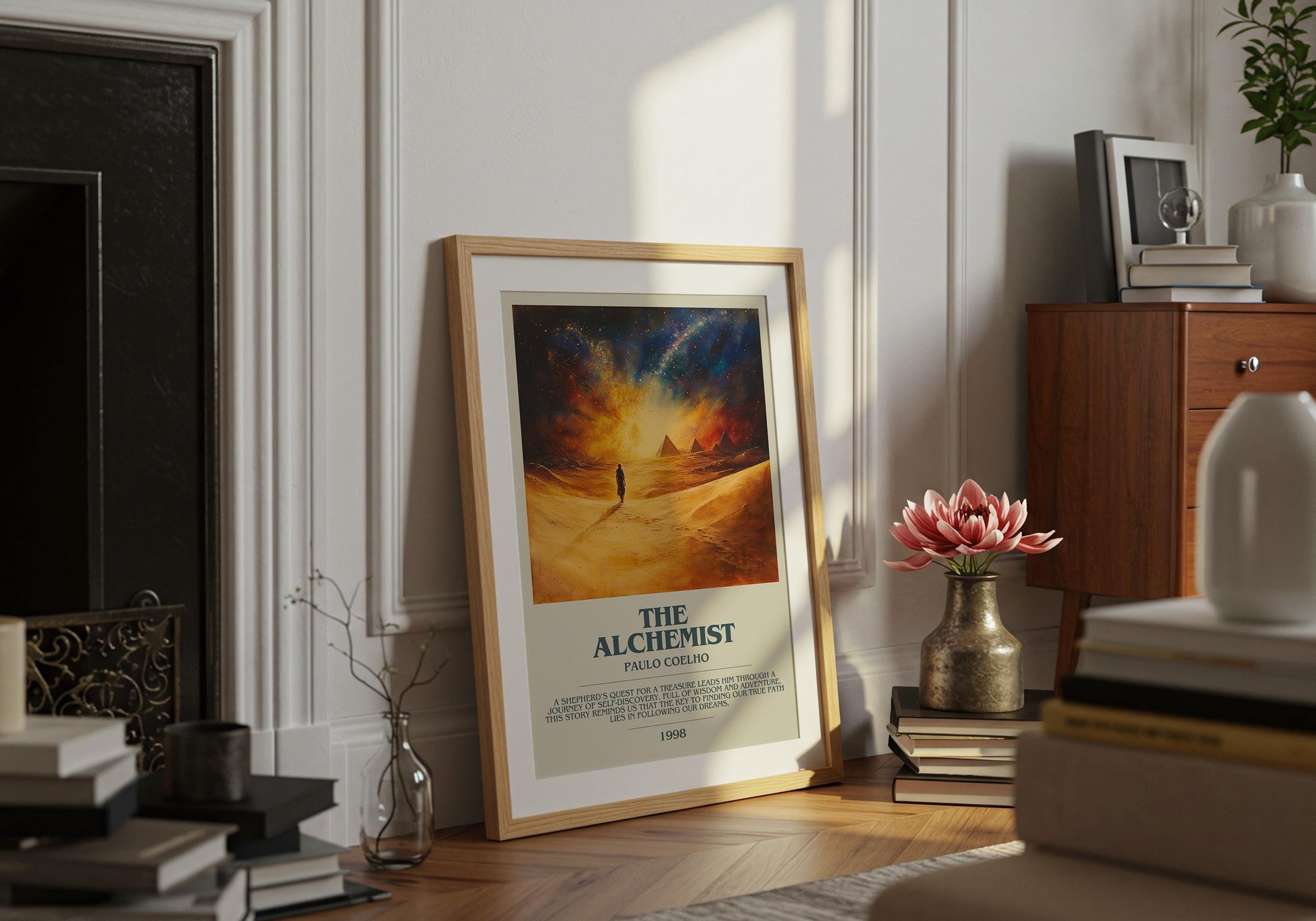 The Alchemist by Paul Coelho Descriptive Poster Print. Free Delivery Wall Art Author & Blurb Book Artwork Novel Modern Gift