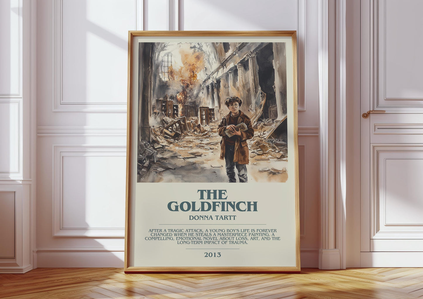 The Goldfinch by Donna Tartt Descriptive Poster Print. Free Delivery Wall Art Author & Blurb Book Artwork Novel Modern Gift