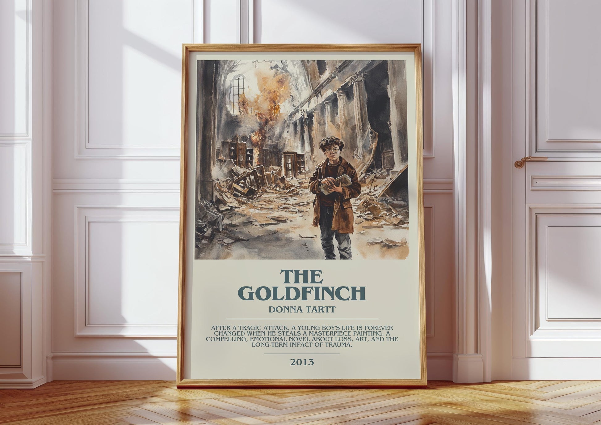 The Goldfinch by Donna Tartt Descriptive Poster Print. Free Delivery Wall Art Author & Blurb Book Artwork Novel Modern Gift