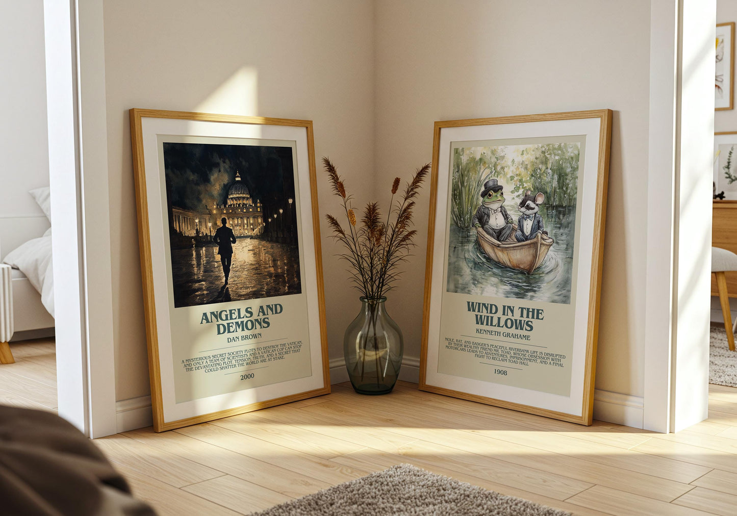 Angels and Demons by Dan Brown Descriptive Poster Print. Free Delivery Wall Art Author & Blurb Book Artwork Novel Modern Gift