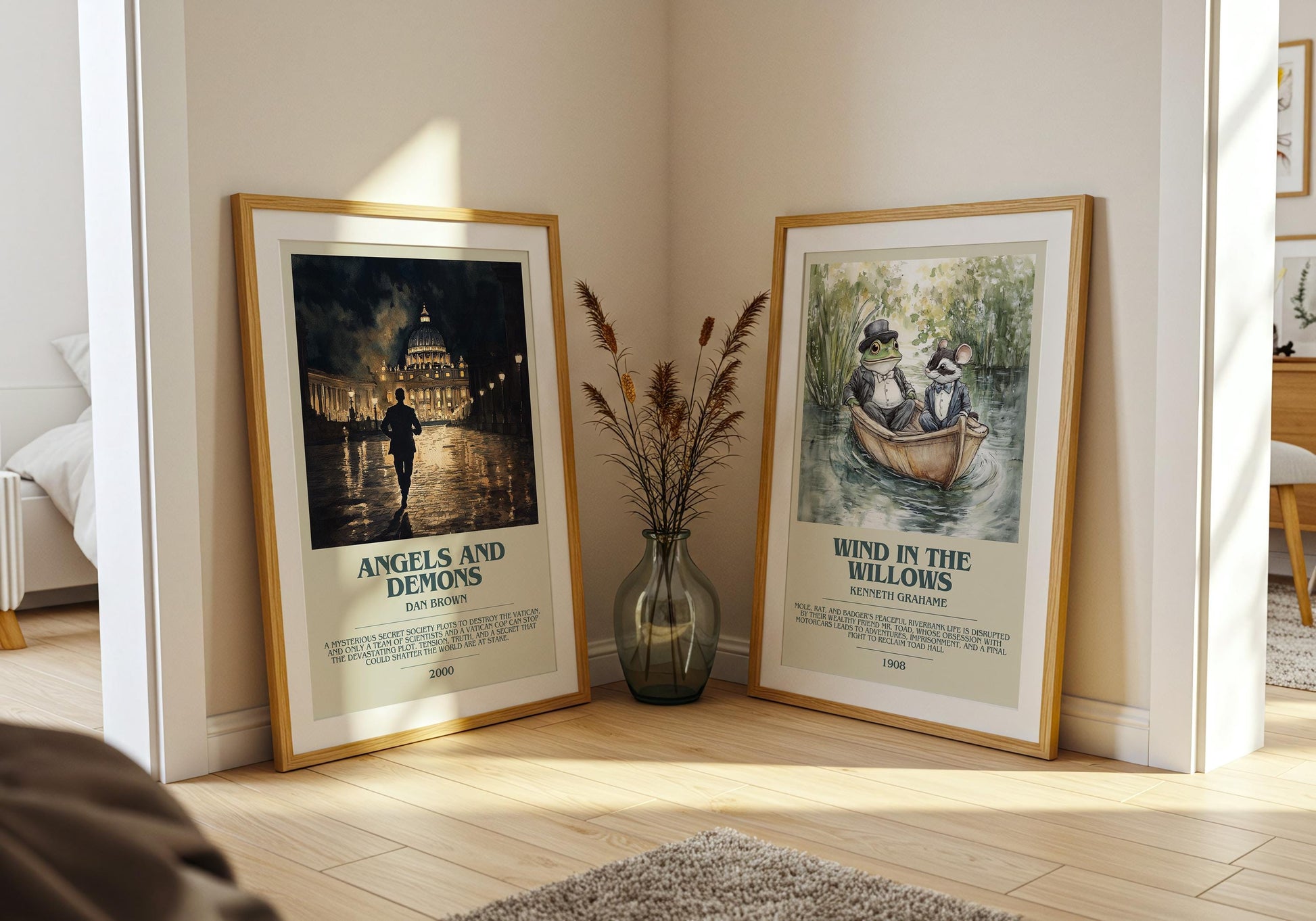 Angels and Demons by Dan Brown Descriptive Poster Print. Free Delivery Wall Art Author & Blurb Book Artwork Novel Modern Gift