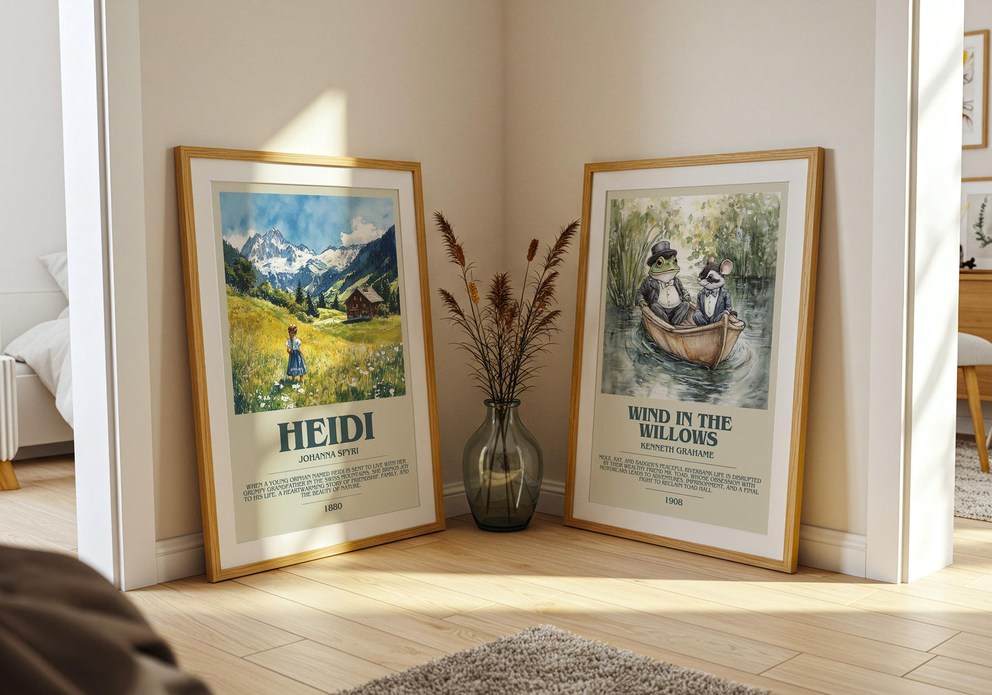 Heidi by Johanna Spyri Descriptive Poster Print. Free Delivery Wall Art Author & Blurb Book Artwork Novel Modern Gift