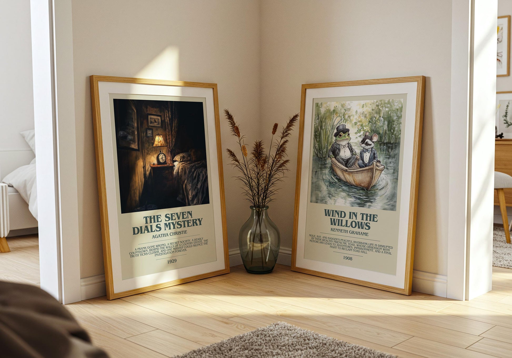 The Seven Dials Mystery by Agatha Christie Descriptive Poster Print. Free Delivery Wall Art Author & Blurb Book Artwork Novel Modern Gift
