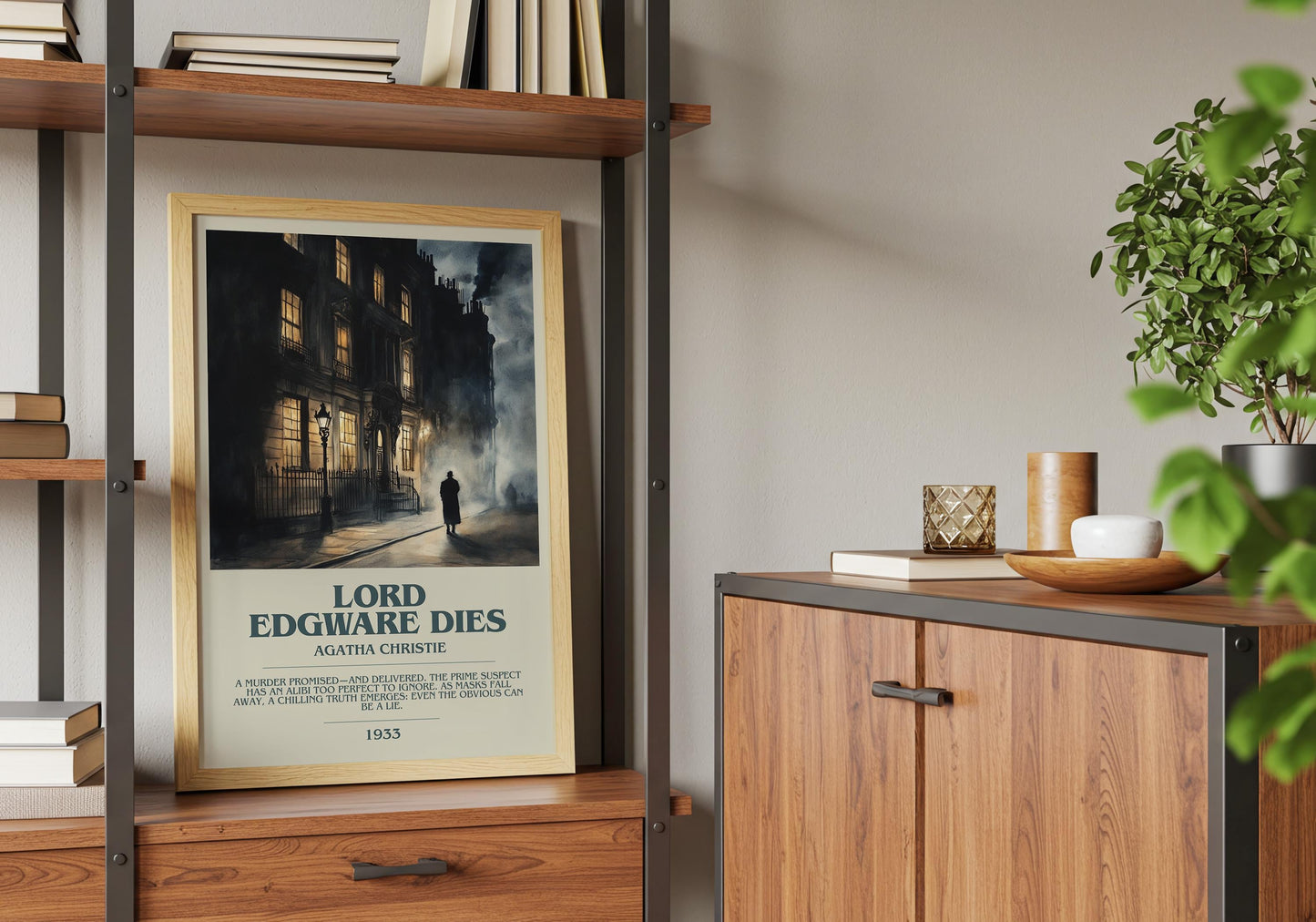 Lord Edgware Dies by Agatha Christie Descriptive Poster Print. Free Delivery Wall Art Author & Blurb Book Artwork Novel Modern Gift