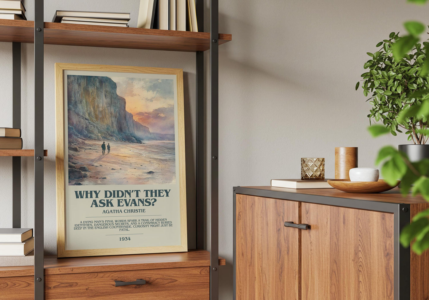 Why Didn't They Ask Evans? by Agatha Christie Descriptive Poster Print. Free Delivery Wall Art Author & Blurb Book Artwork Novel Modern Gift