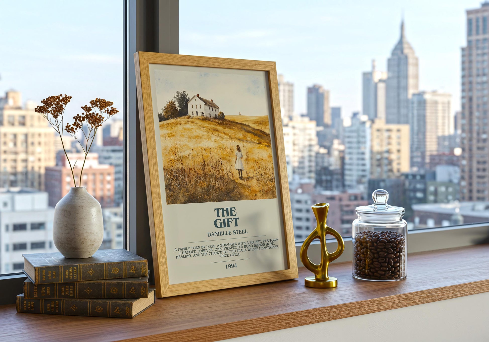 The Gift by Danielle Steel Descriptive Poster Print. Free Delivery Wall Art Author & Blurb Book Artwork Novel Modern Gift