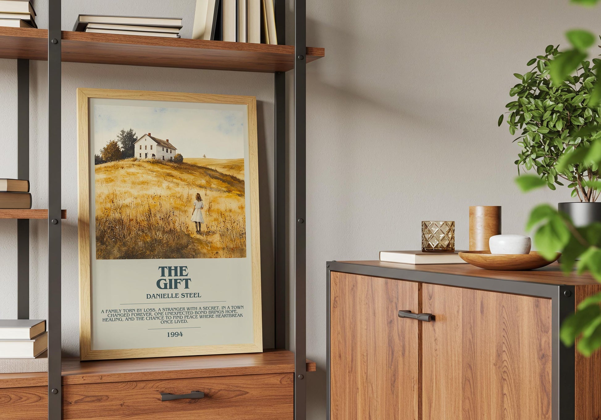 The Gift by Danielle Steel Descriptive Poster Print. Free Delivery Wall Art Author & Blurb Book Artwork Novel Modern Gift