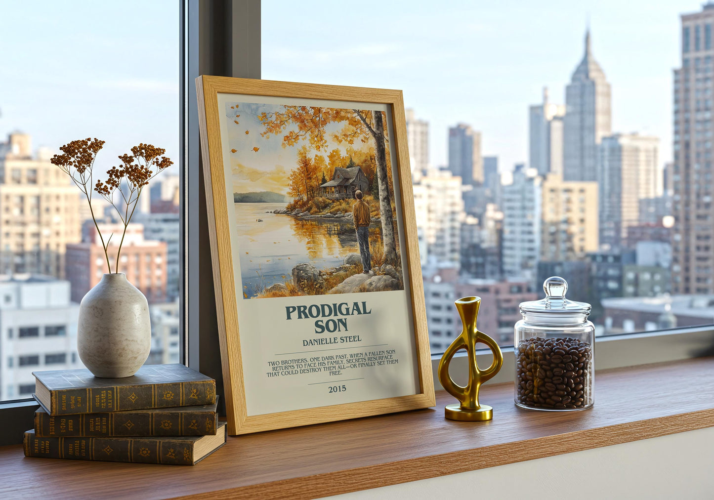 Prodigal Son by Danielle Steel Descriptive Poster Print. Free Delivery Wall Art Author & Blurb Book Artwork Novel Modern Gift