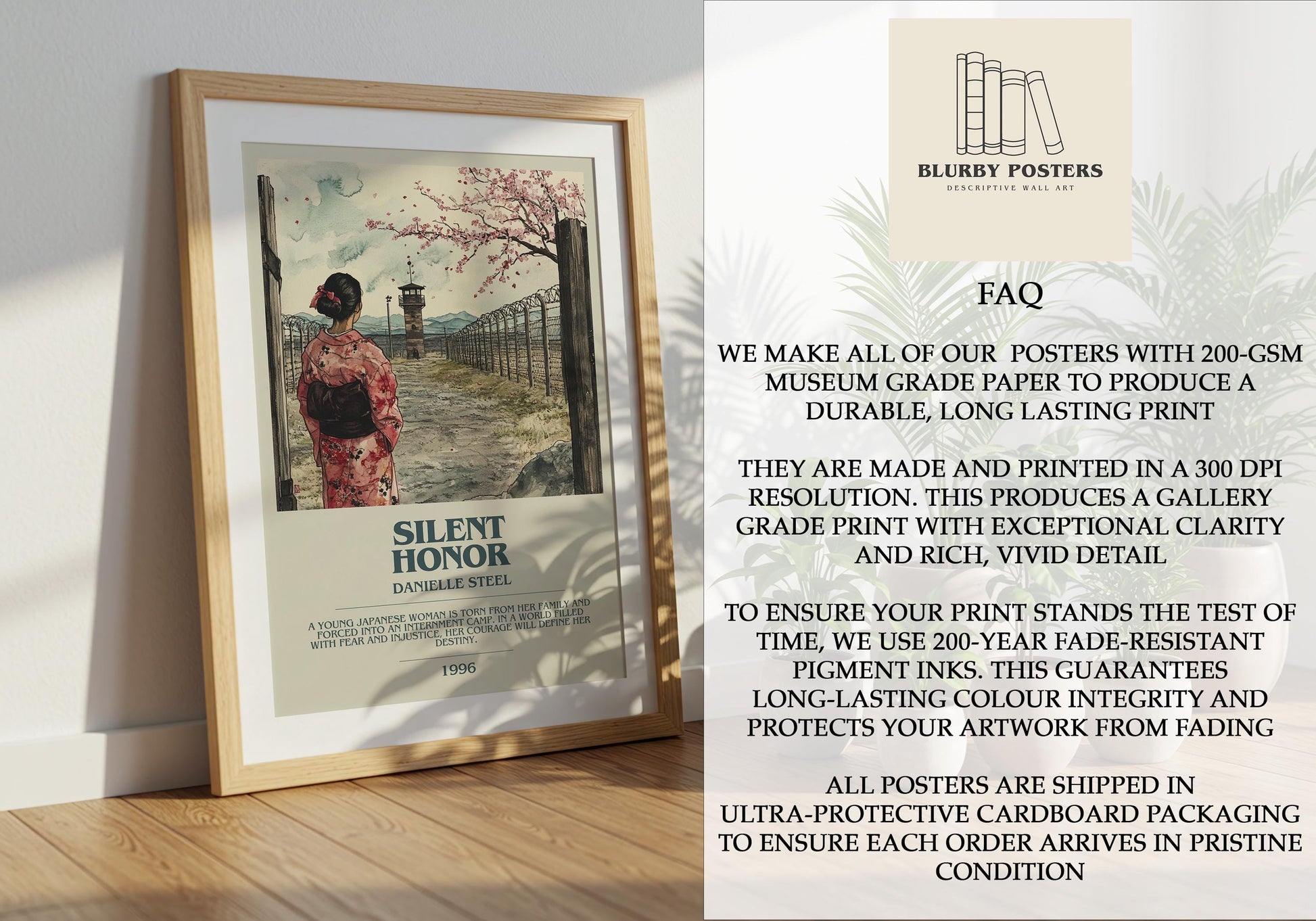 Silent Honor by Danielle Steel Descriptive Poster Print. Free Delivery Wall Art Author & Blurb Book Artwork Novel Modern Gift