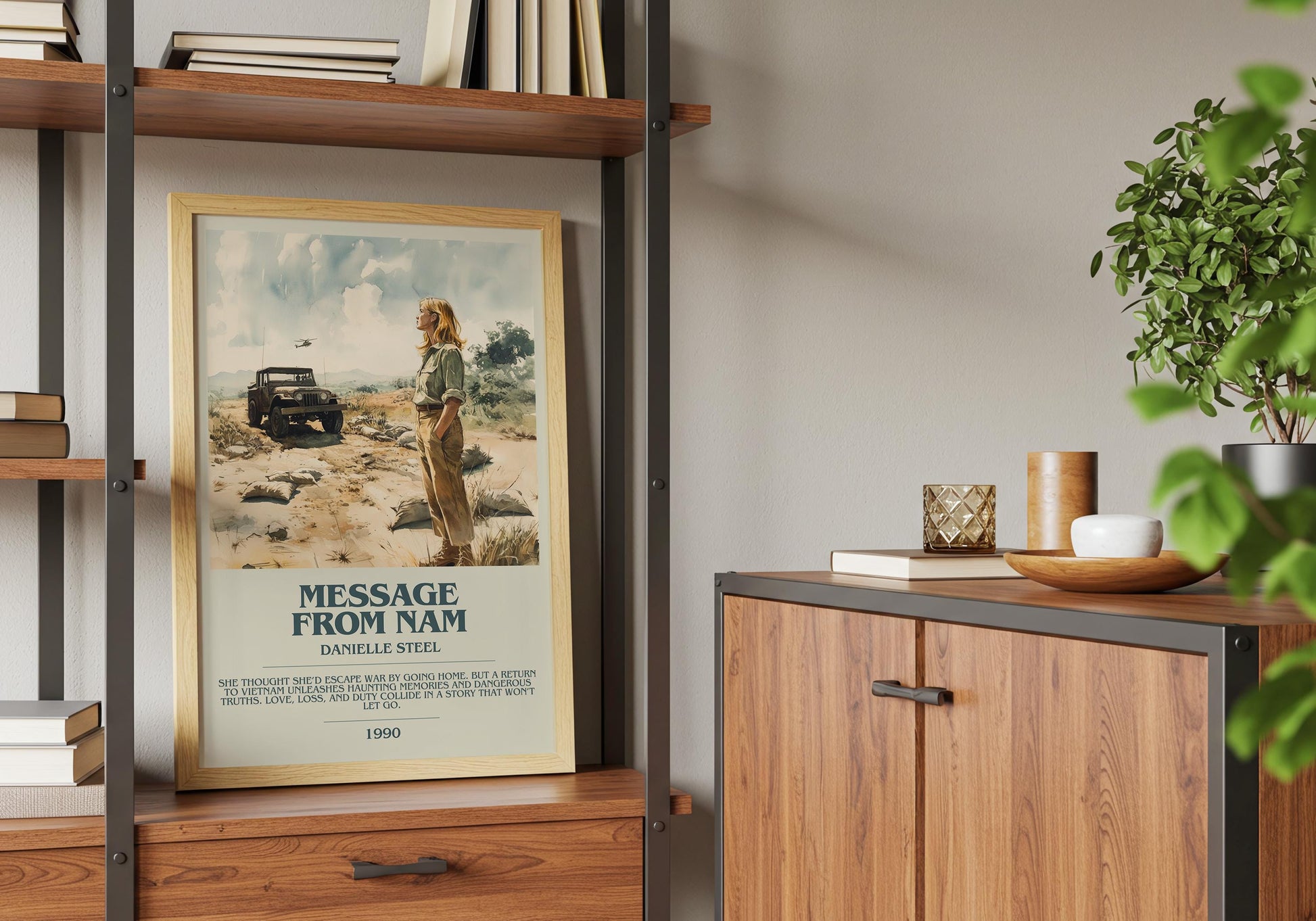 Message From Nam by Danielle Steel Descriptive Poster Print. Free Delivery Wall Art Author & Blurb Book Artwork Novel Modern Gift