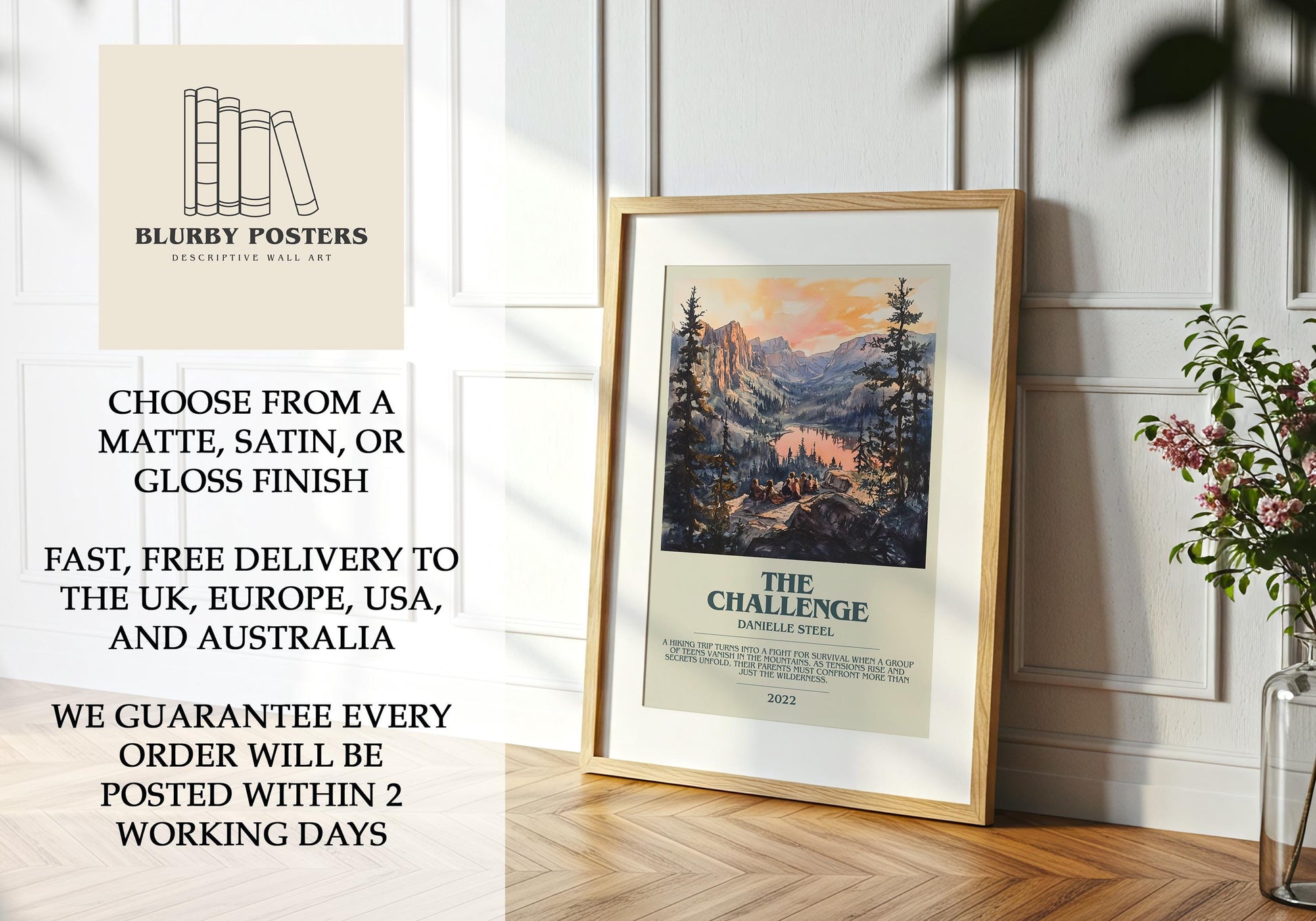 The Challenge by Danielle Steel Descriptive Poster Print. Free Delivery Wall Art Author & Blurb Book Artwork Novel Modern Gift