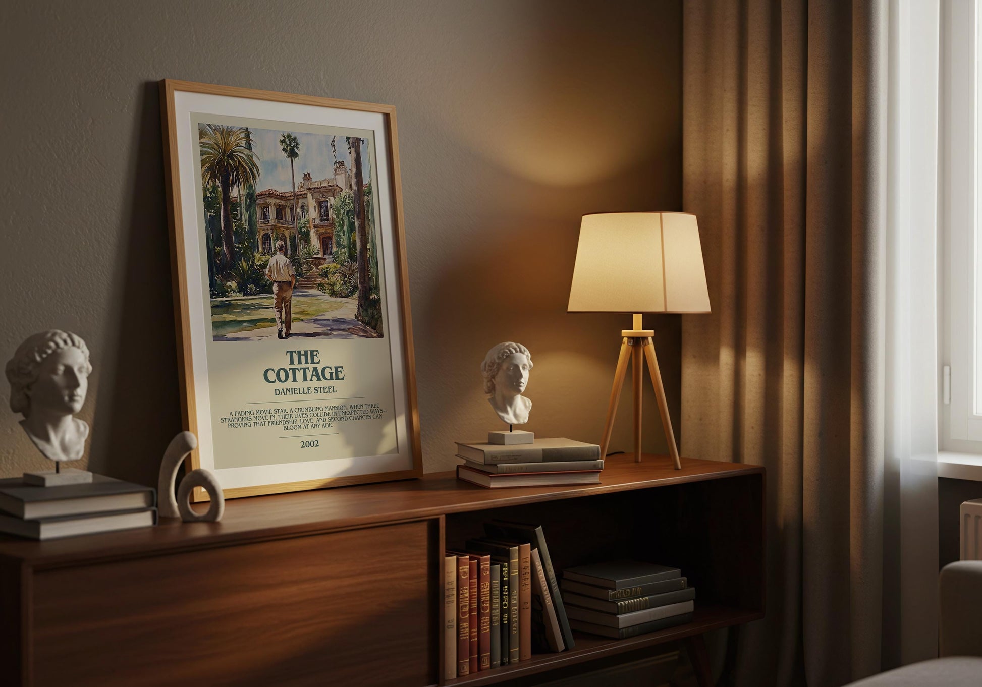 The Cottage by Danielle Steel Descriptive Poster Print. Free Delivery Wall Art Author & Blurb Book Artwork Novel Modern Gift