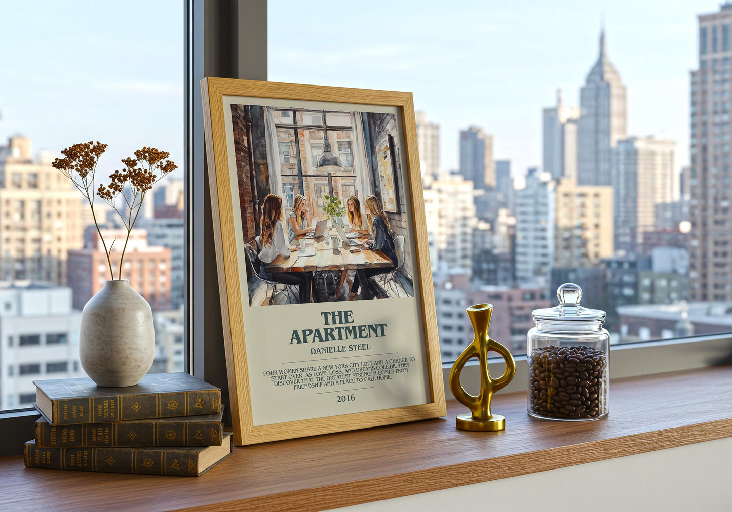 The Apartment by Danielle Steel Descriptive Poster Print. Free Delivery Wall Art Author & Blurb Book Artwork Novel Modern Gift