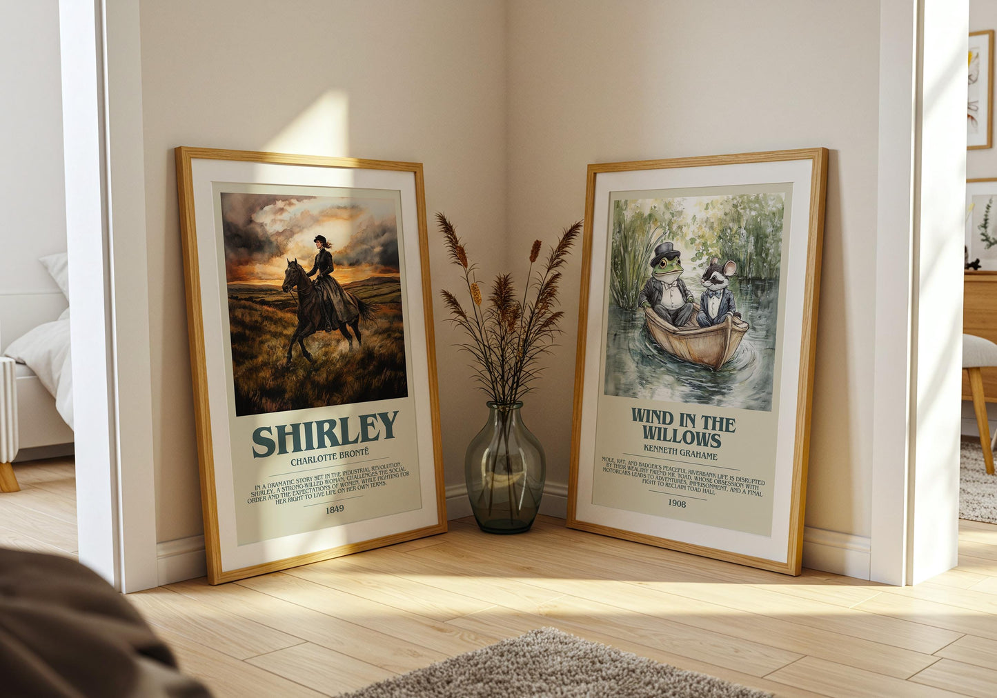 Shirley by Charlotte Bronte Descriptive Poster Print. Free Delivery Wall Art Author & Blurb Book Artwork Novel Modern Gift