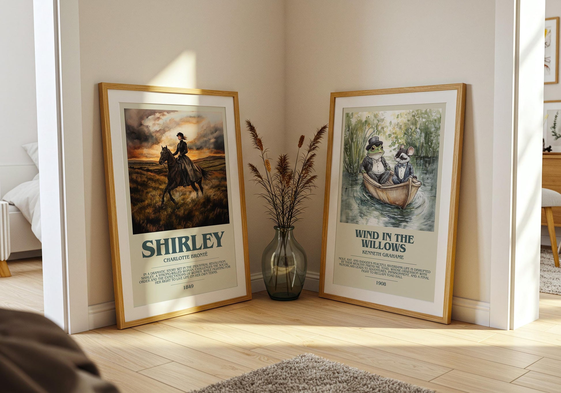 Shirley by Charlotte Bronte Descriptive Poster Print. Free Delivery Wall Art Author & Blurb Book Artwork Novel Modern Gift