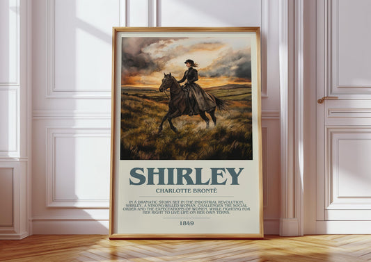 Shirley by Charlotte Bronte Descriptive Poster Print. Free Delivery Wall Art Author & Blurb Book Artwork Novel Modern Gift