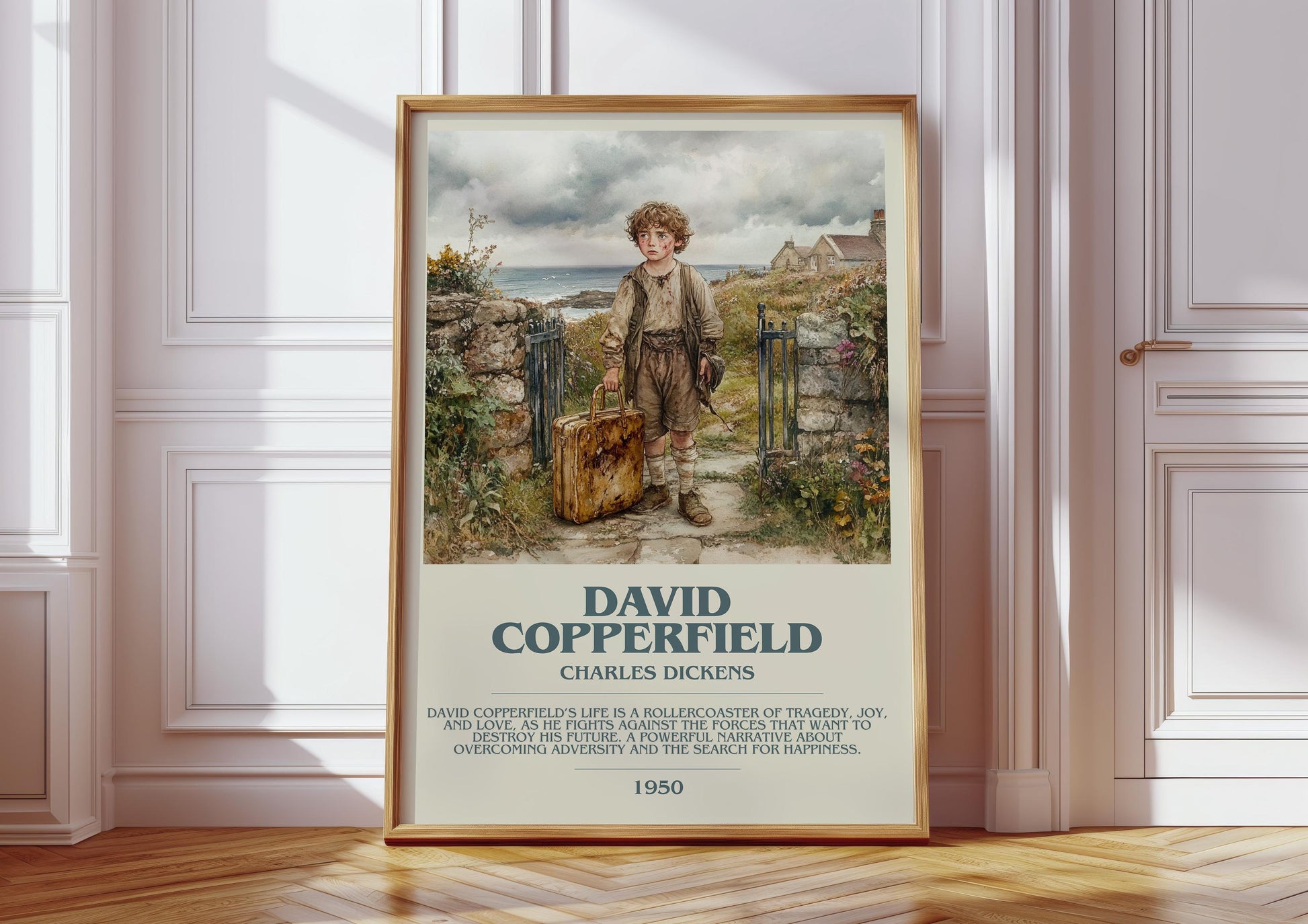 David Copperfield by Charles Dickens Descriptive Poster Print. Free Delivery Wall Art Author & Blurb Book Artwork Novel Modern Gift