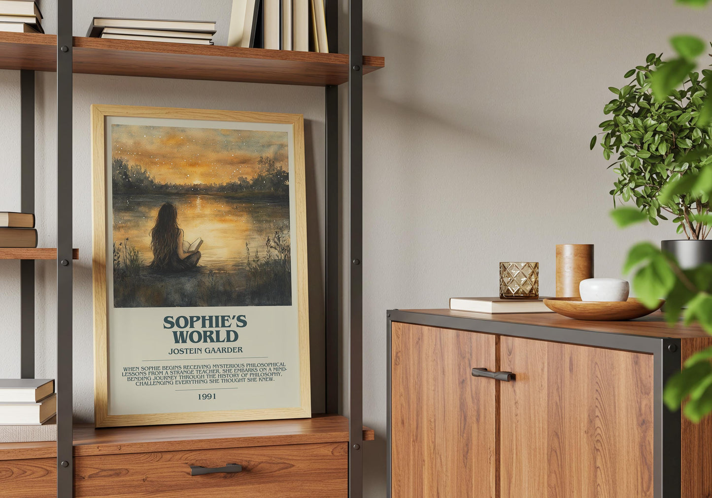 Sophie's World by Jostein Gaarder Descriptive Poster Print. Free Delivery Wall Art Author & Blurb Book Artwork Novel Modern Gift