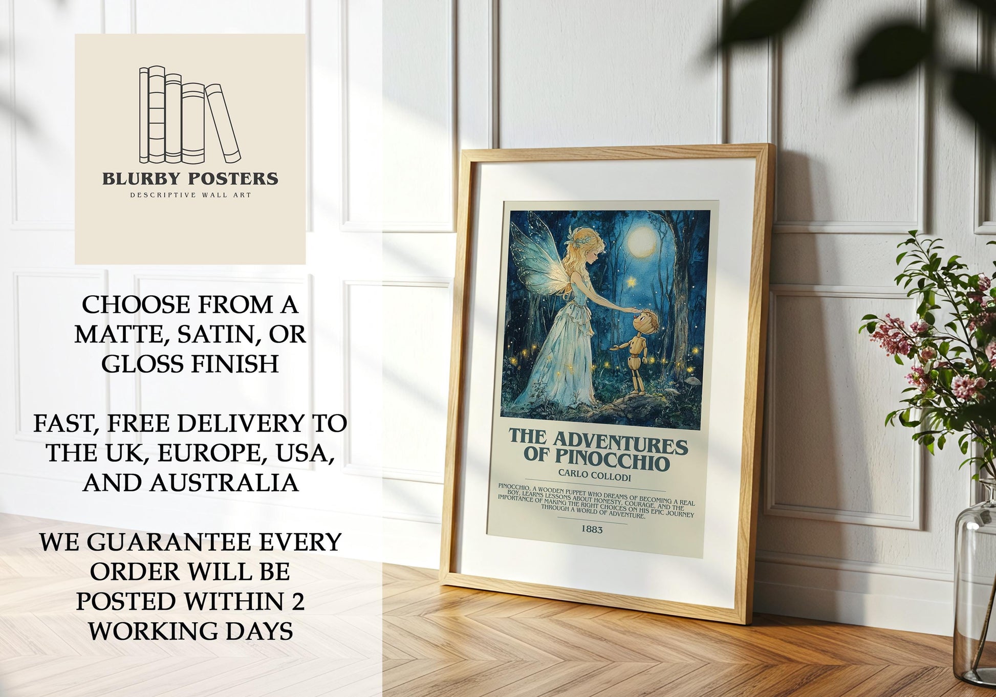 The Adventures Of Pinocchio by Carlo Collodi | Descriptive Book Poster | Modern