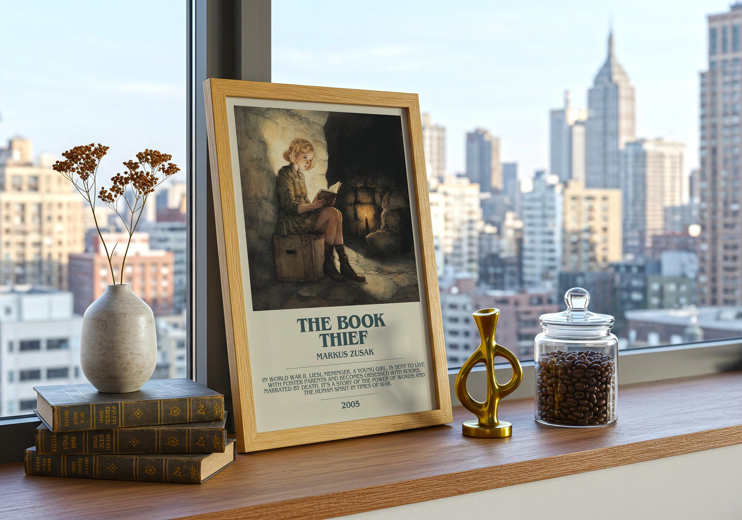 The Book Thief by Markus Zusak Descriptive Poster Print. Free Delivery Wall Art Author & Blurb Book Artwork Novel Modern Gift