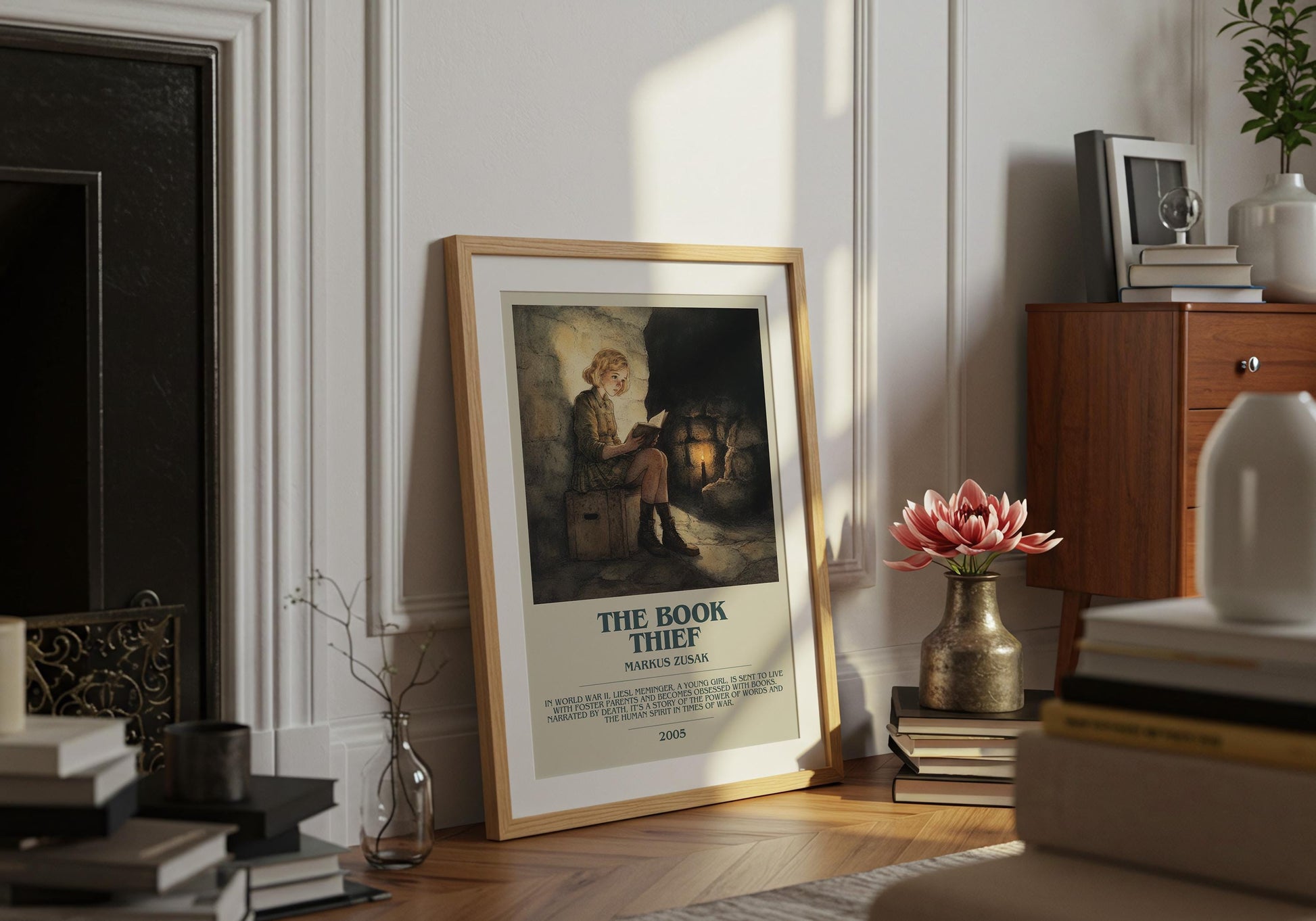 The Book Thief by Markus Zusak Descriptive Poster Print. Free Delivery Wall Art Author & Blurb Book Artwork Novel Modern Gift