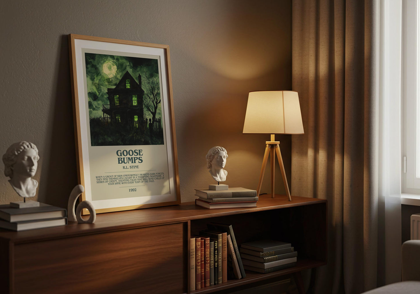 Goosebumps by R.L. Stine Descriptive Poster Print. Free Delivery Wall Art Author & Blurb Book Artwork Novel Modern Gift