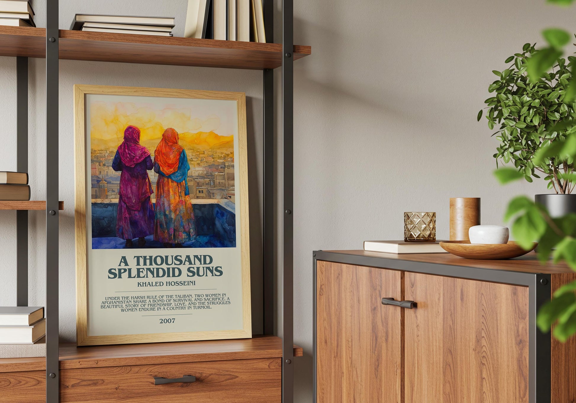A Thousand Splendid Suns by Khaled Hosseini Descriptive Poster Print. Free Delivery Wall Art Author & Blurb Book Artwork Novel Modern Gift