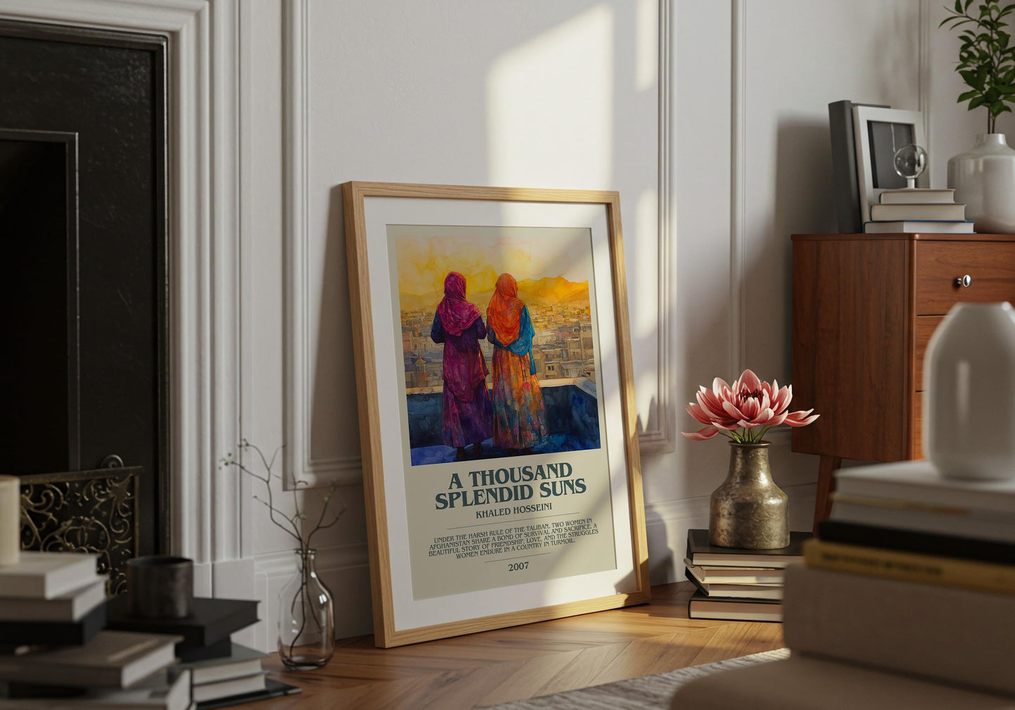 A Thousand Splendid Suns by Khaled Hosseini Descriptive Poster Print. Free Delivery Wall Art Author & Blurb Book Artwork Novel Modern Gift