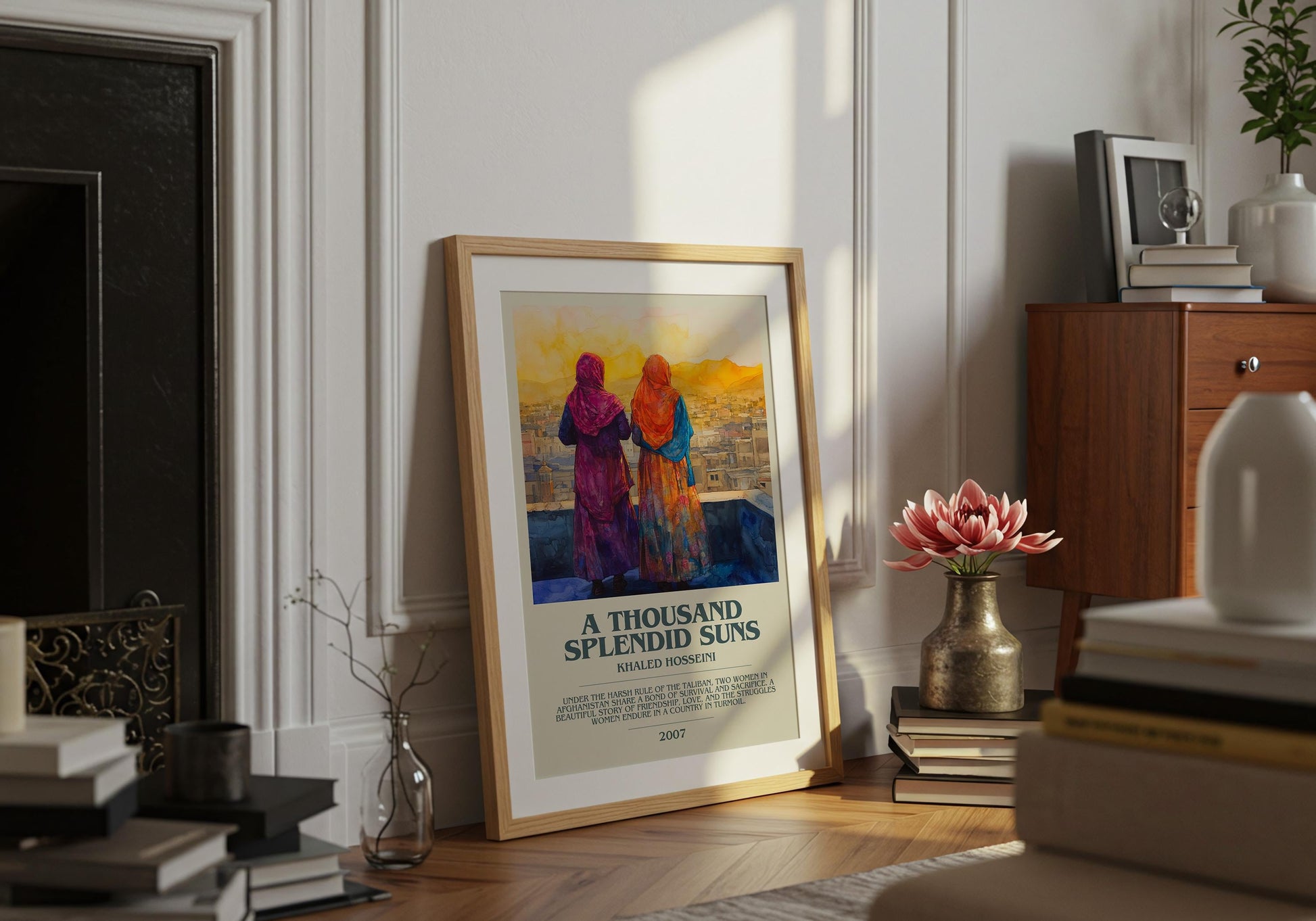 A Thousand Splendid Suns by Khaled Hosseini Descriptive Poster Print. Free Delivery Wall Art Author & Blurb Book Artwork Novel Modern Gift