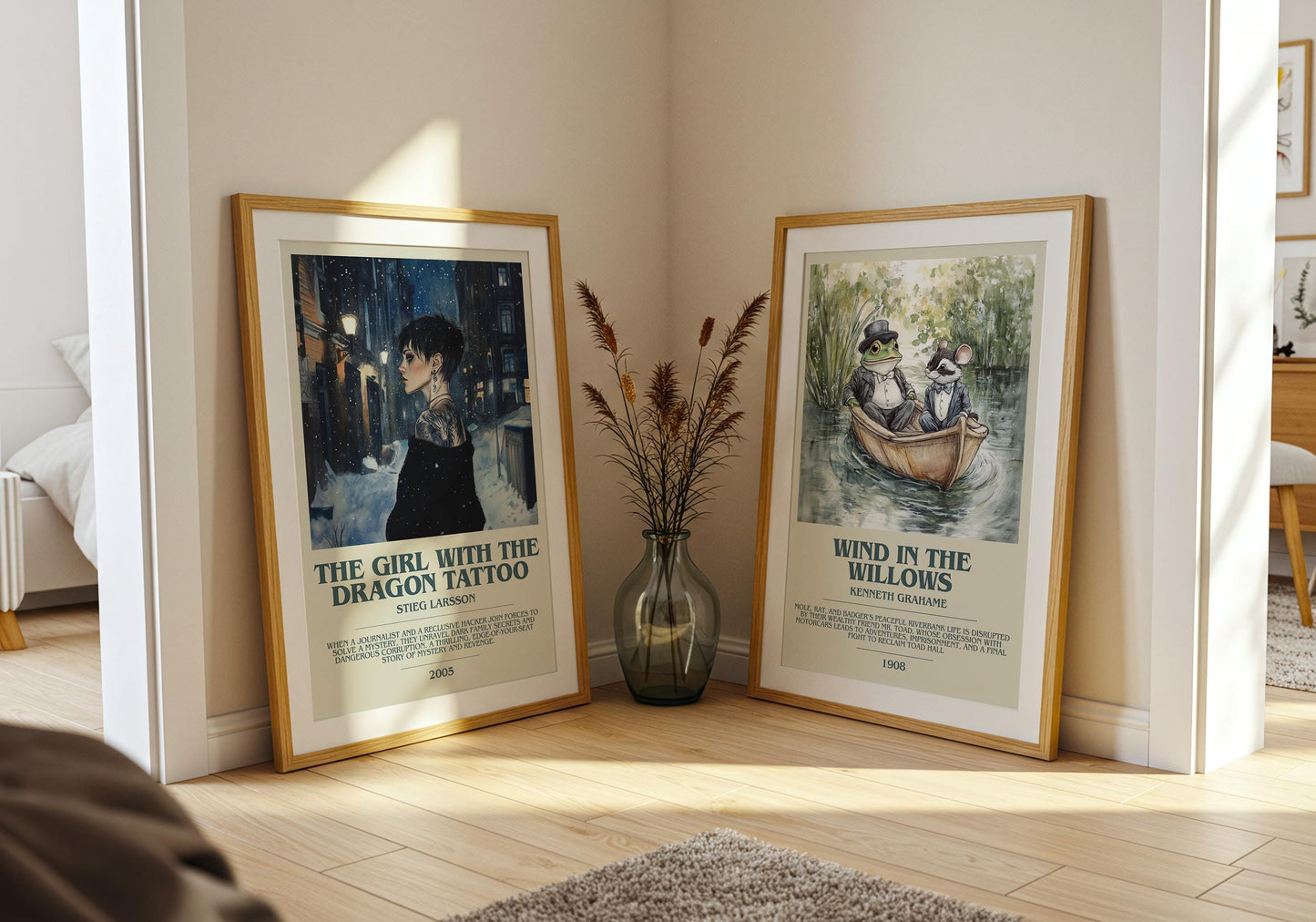 The Girl With The Dragon Tattoo by Stieg Larsson Descriptive Poster Print. Free Delivery Wall Art Author & Blurb Book Artwork Novel Modern