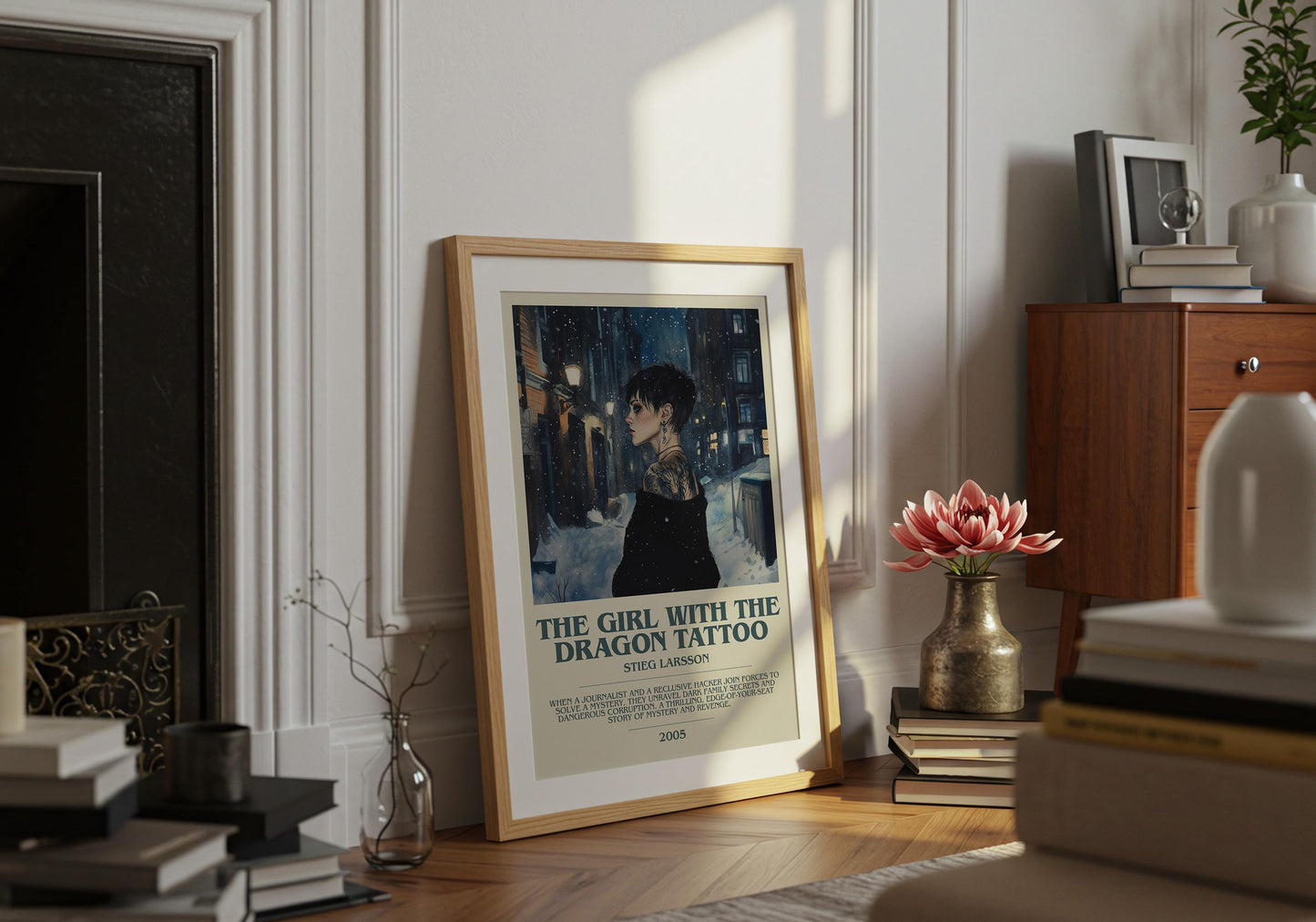 The Girl With The Dragon Tattoo by Stieg Larsson | Descriptive Book Poster | Modern