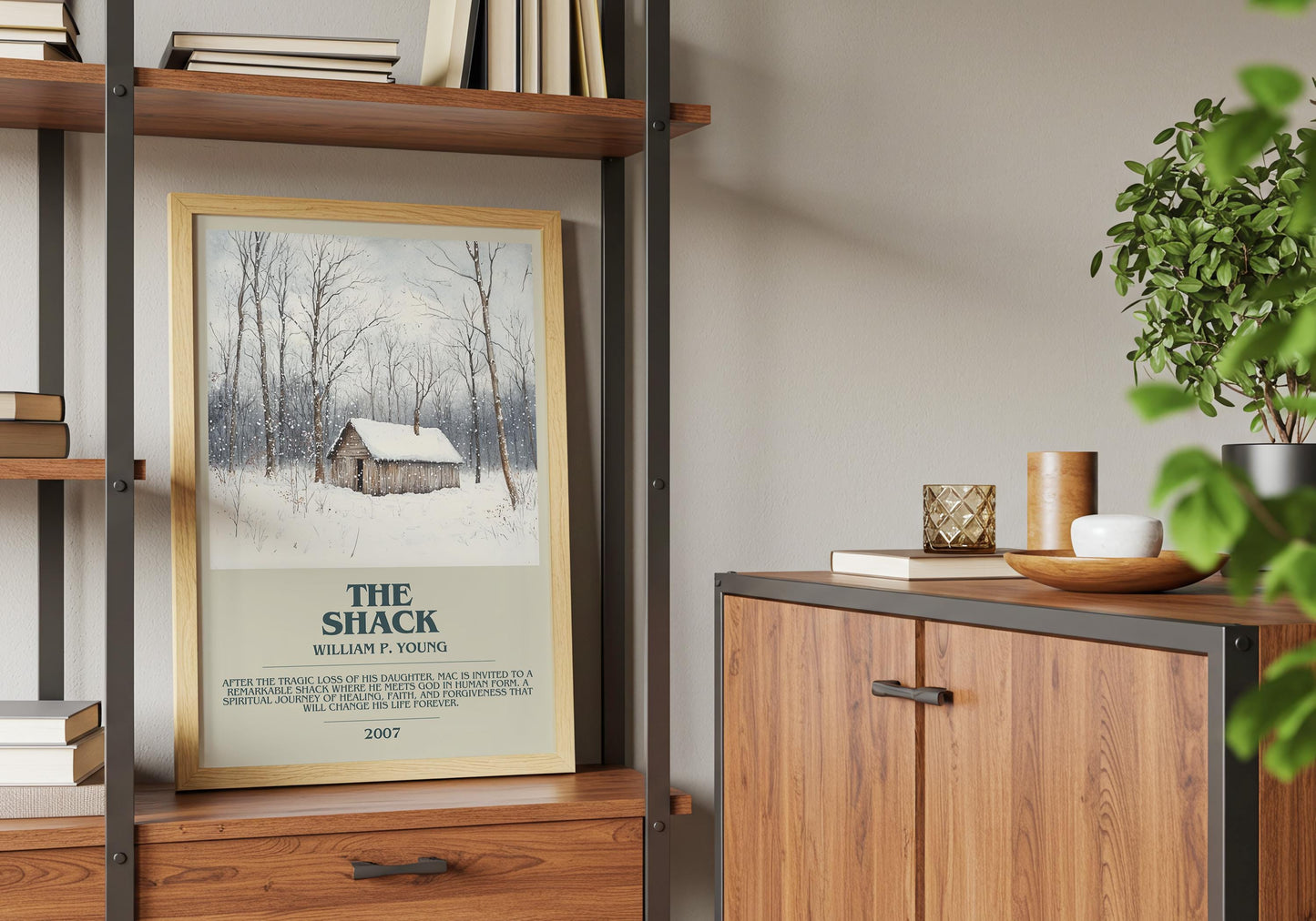 The Shack by William P. Young Descriptive Poster Print. Free Delivery Wall Art Author & Blurb Book Artwork Novel Modern