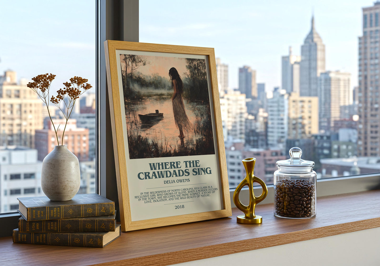 Where The Crawdads Sing by Delia Owens Descriptive Poster Print. Free Delivery Wall Art Author & Blurb Book Artwork Novel Modern