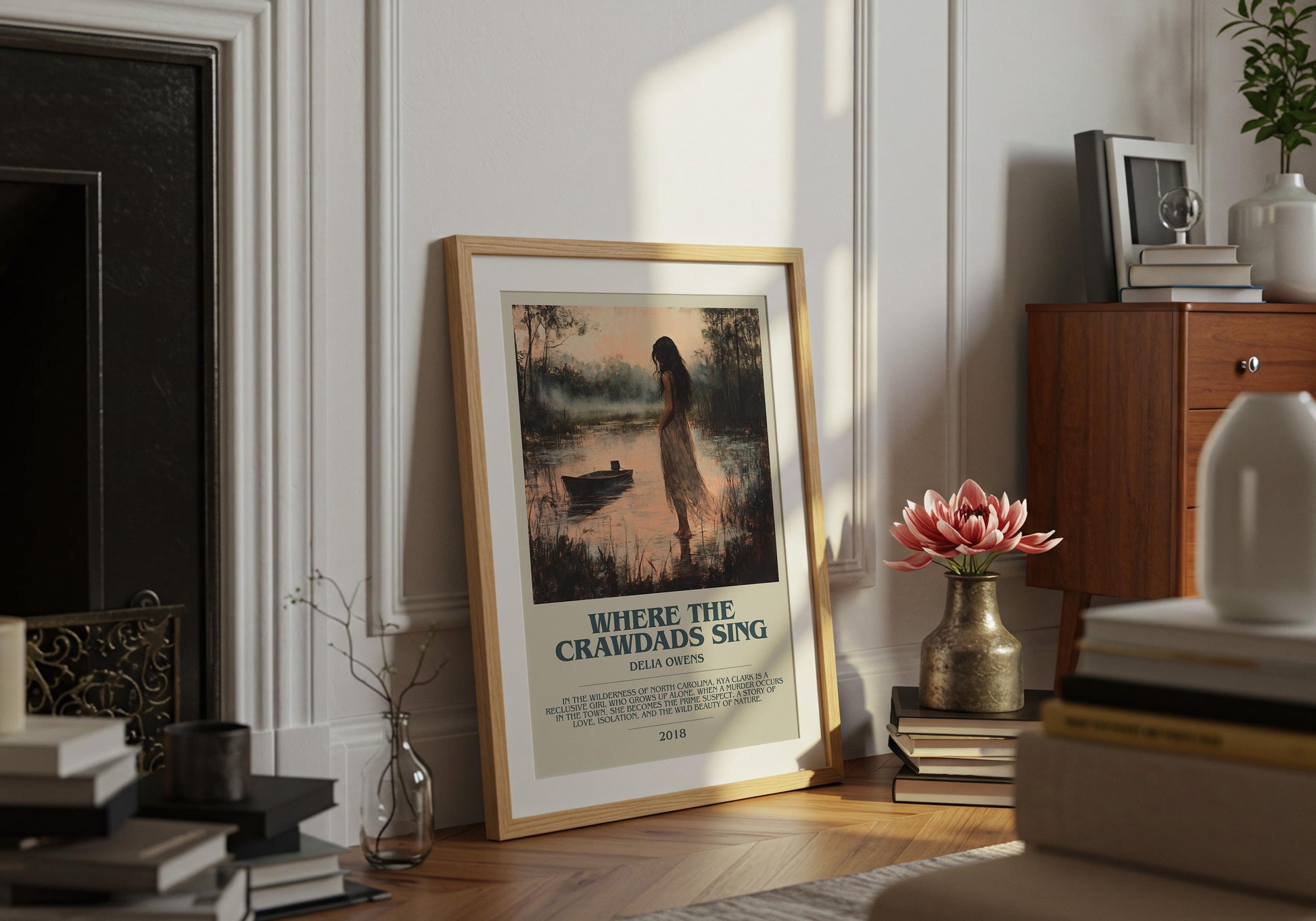 Where The Crawdads Sing by Delia Owens Descriptive Poster Print. Free Delivery Wall Art Author & Blurb Book Artwork Novel Modern
