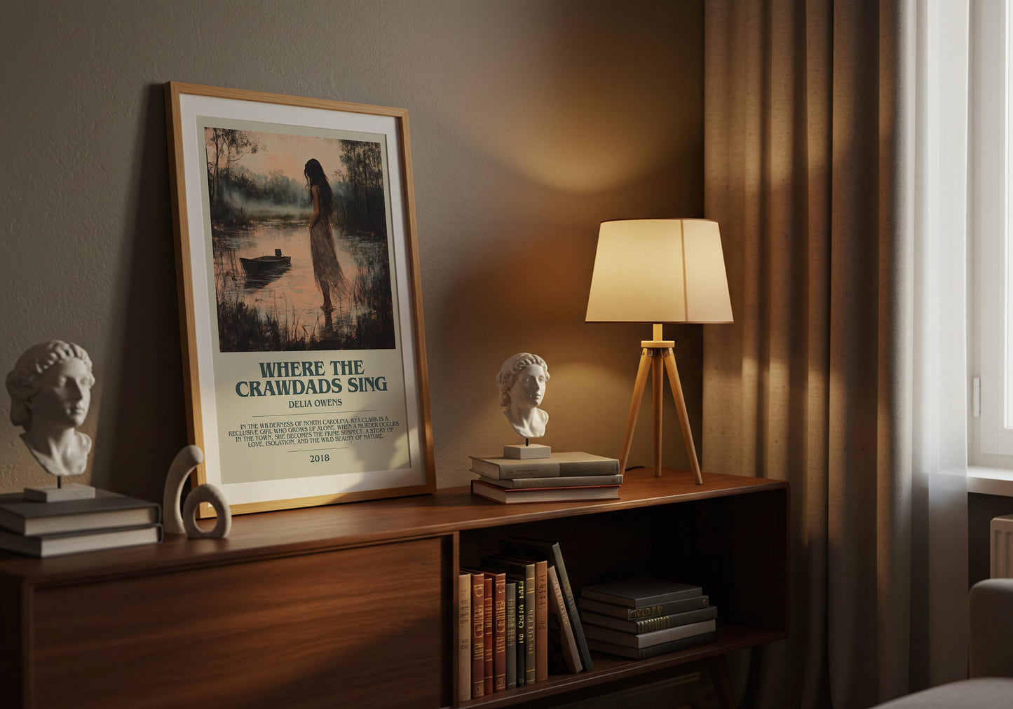 Where The Crawdads Sing by Delia Owens Descriptive Poster Print. Free Delivery Wall Art Author & Blurb Book Artwork Novel Modern